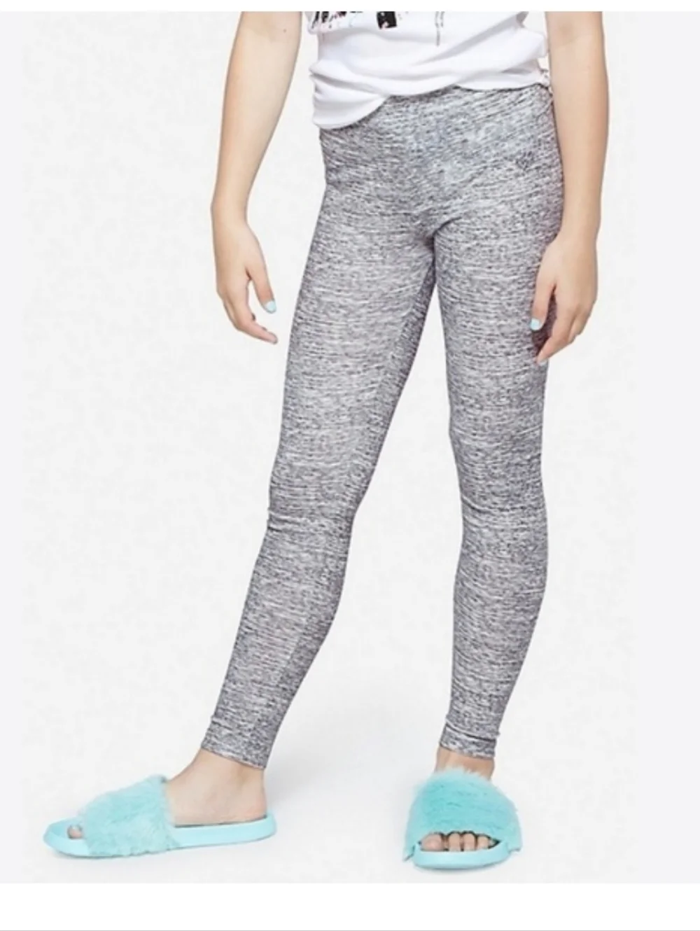Justice Gray Marled Leggings Size 7